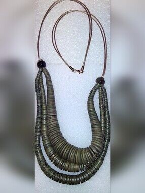 Handcrafted Olive Green Multi-Strand Bead Necklace